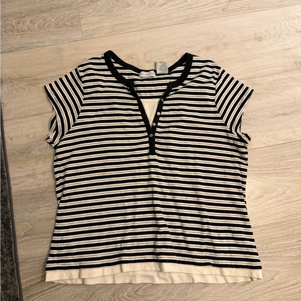 White Stag Black and White Striped Short‎ Sleeve Top
